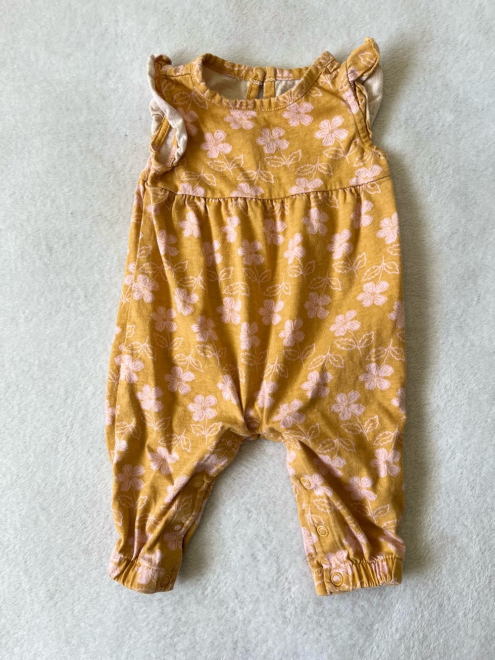 Carter's Mustard Floral Romper with Pink Flowers